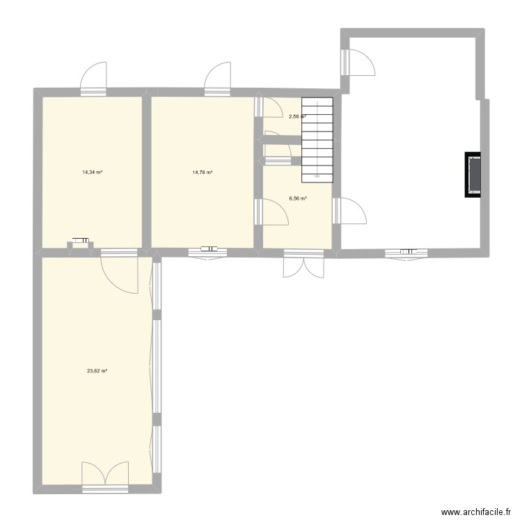 plan bas maison principal. Plan de 5 pièces et 62 m2