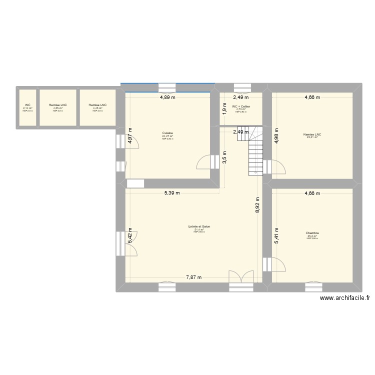 RICAU RDC. Plan de 8 pièces et 140 m2