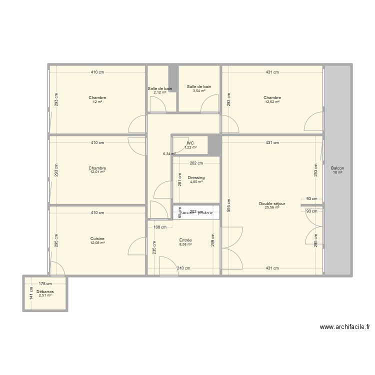 Audouze. Plan de 15 pièces et 113 m2