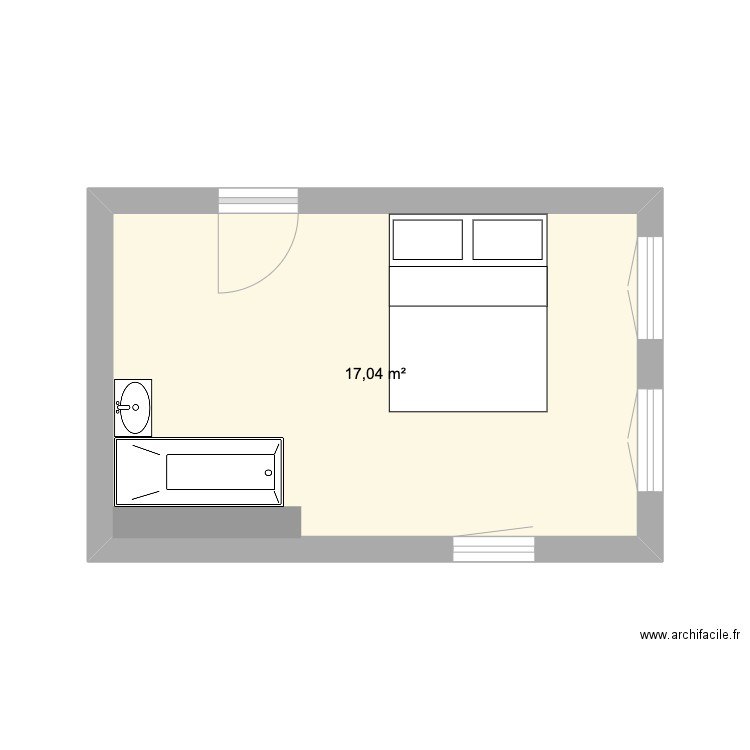 Chambre mer. Plan de 1 pièce et 17 m2