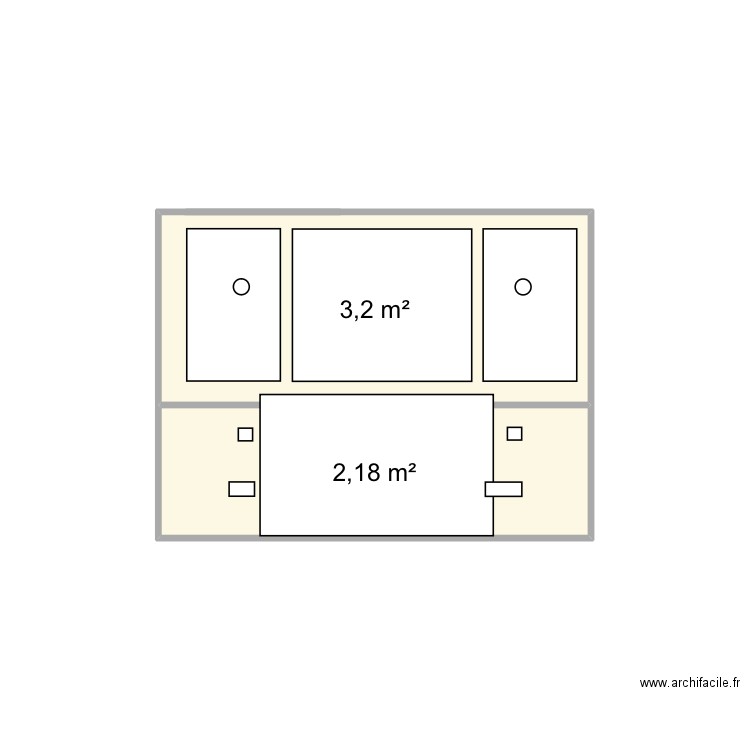 Chambre. Plan de 2 pièces et 5 m2