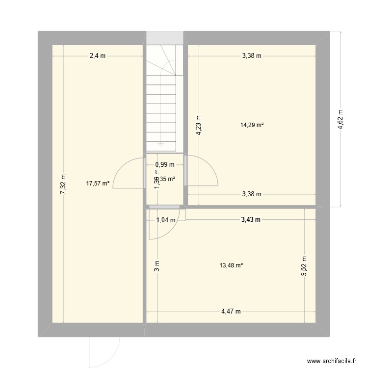 Vaux. Plan de 6 pièces et 97 m2