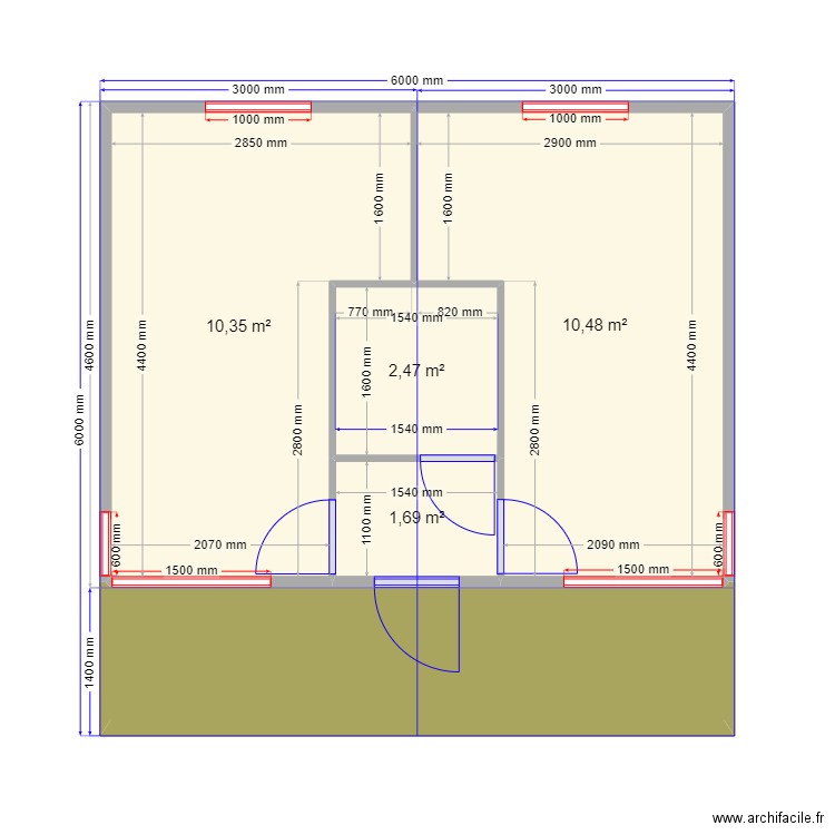 О 5. Plan de 5 pièces et 32 m2