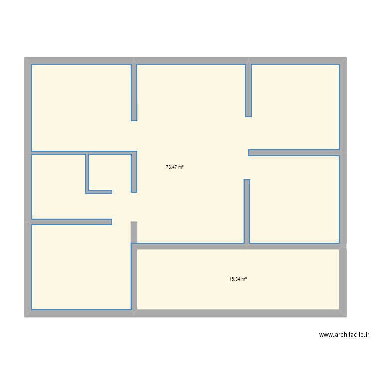 Cambaie. Plan de 2 pièces et 89 m2