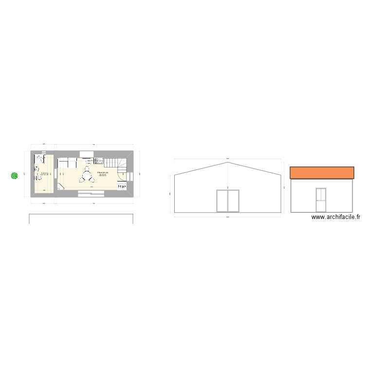 Mas des Conques. Plan de 4 pièces et 53 m2