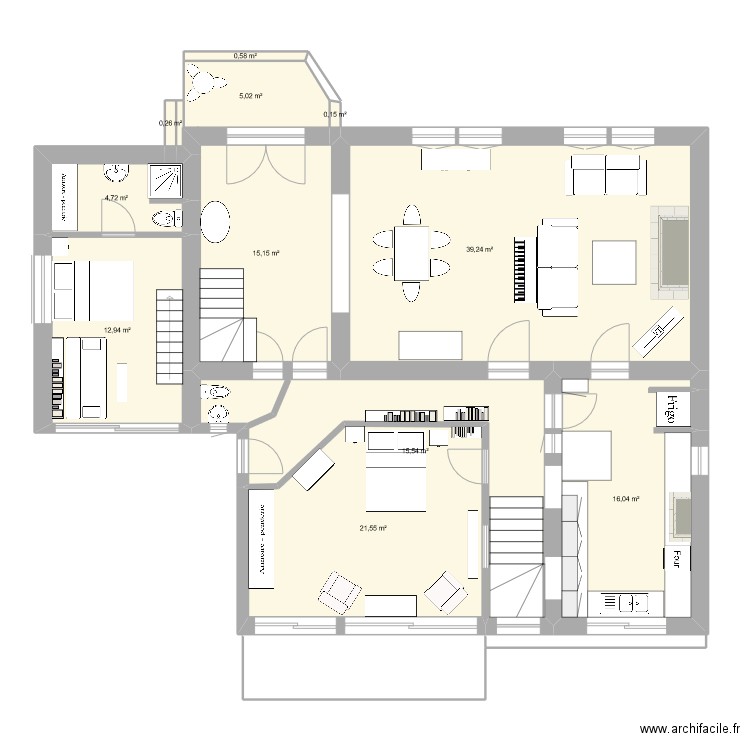 plan rez de chaussee...AVEC OUVERTURES 2  AMENAGEE. Plan de 11 pièces et 131 m2