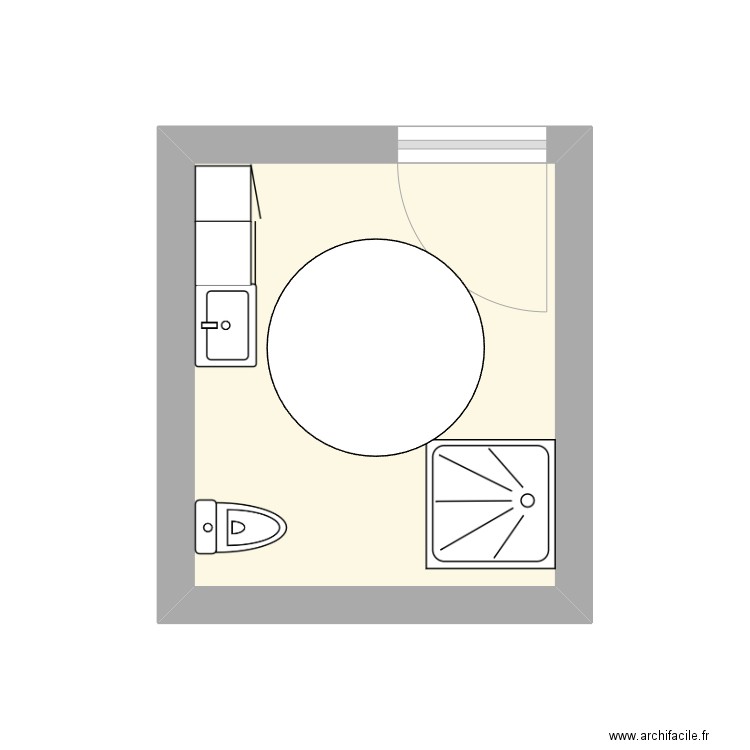 SDB. Plan de 1 pièce et 7 m2