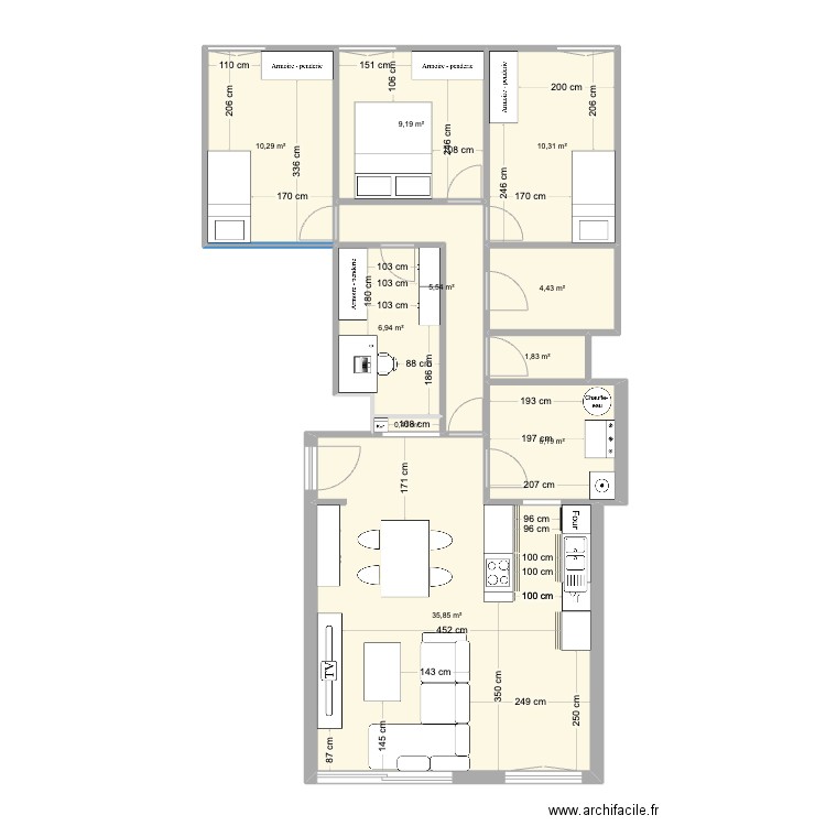 Hildebrant aménargement 2. Plan de 10 pièces et 91 m2