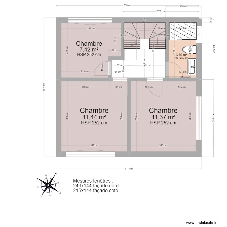 Plan avec dimensions 1er. Plan de 4 pièces et 34 m2