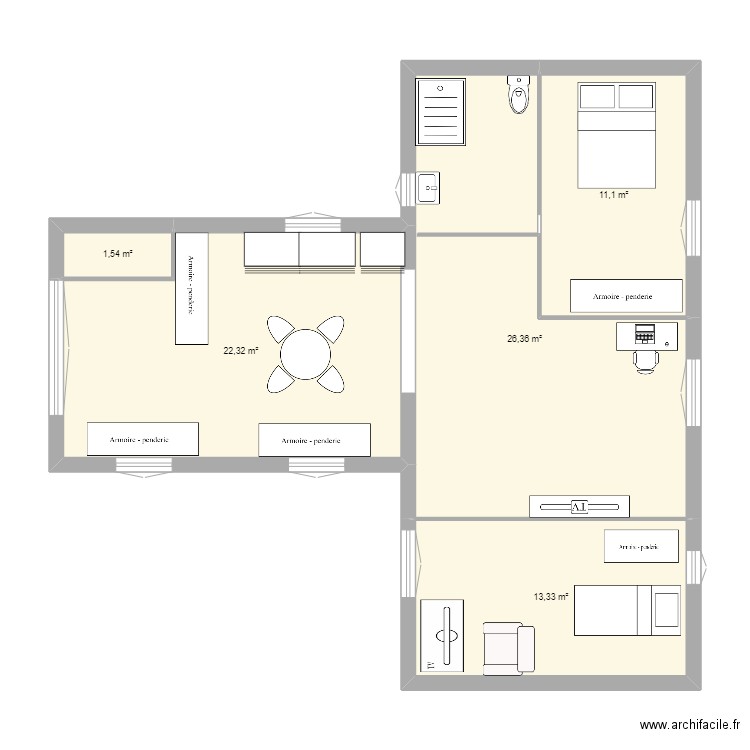 GARAGE V4. Plan de 5 pièces et 75 m2