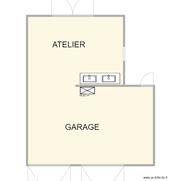 PLAN RDC - JACQUART. Plan de 1 pièce et 66 m2