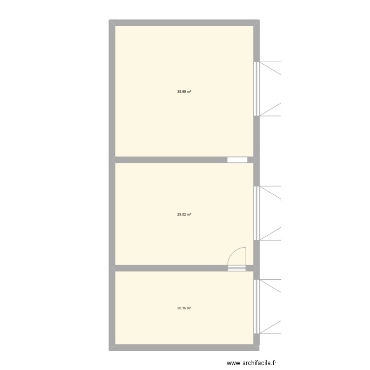 Garage maison Danville. Plan de 3 pièces et 84 m2