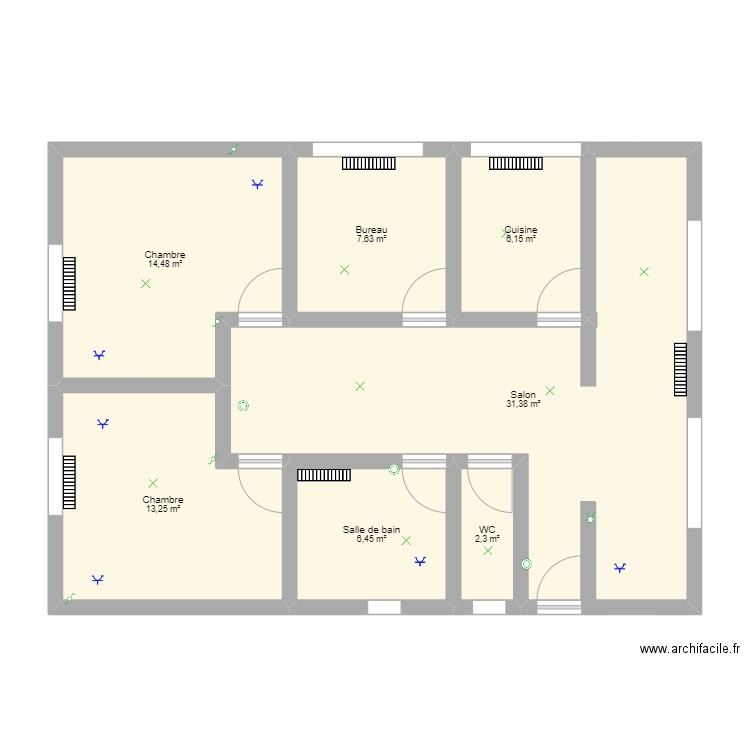 projet 1. Plan de 7 pièces et 82 m2