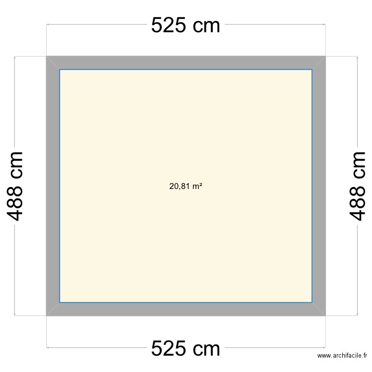 Quai jayr. Plan de 1 pièce et 21 m2