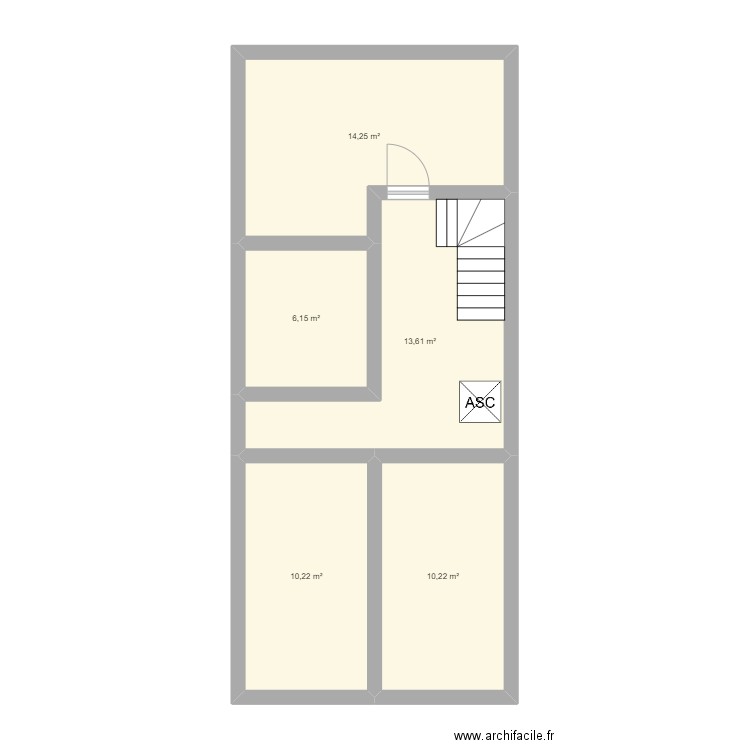 Plan maison container deuxième niveau. Plan de 5 pièces et 54 m2