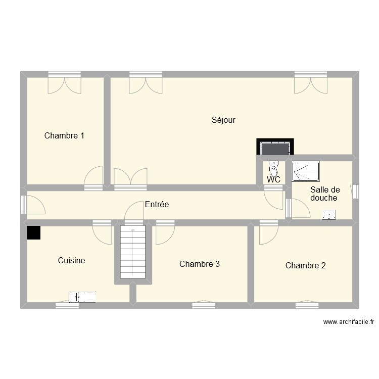 tanty rdc. Plan de 9 pièces et 122 m2