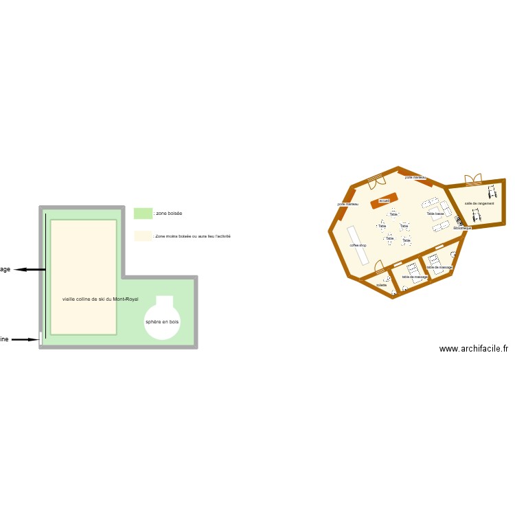 sphère. Plan de 7 pièces et 279 m2