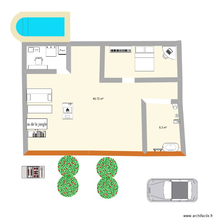 maison. Plan de 2 pièces et 46 m2