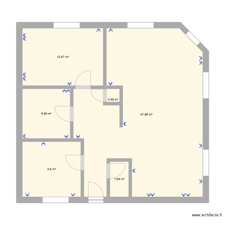 haute3. Plan de 6 pièces et 78 m2