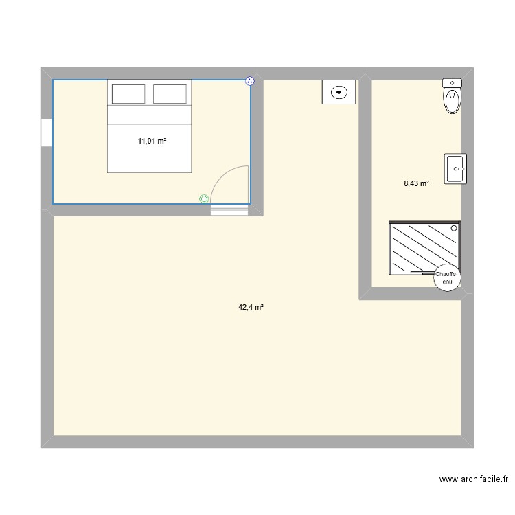 TPCV. Plan de 3 pièces et 62 m2