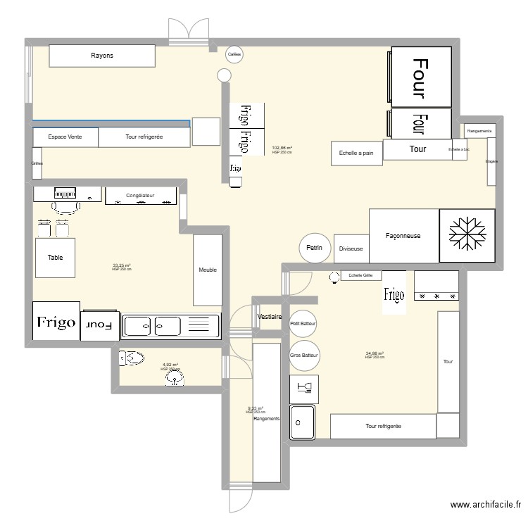 Dorian Labo Fini . Plan de 6 pièces et 186 m2