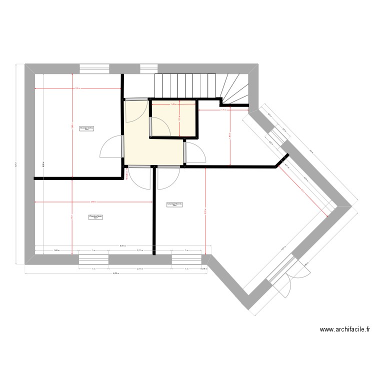 Etage V&J-Plan-v2. Plan de 2 pièces et 5 m2