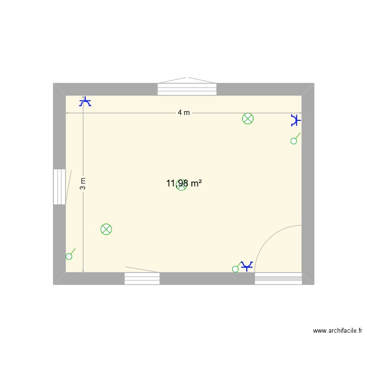 Plan Cours. Plan de 1 pièce et 12 m2