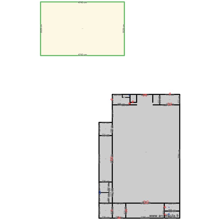 11111. Plan de 16 pièces et 176 m2