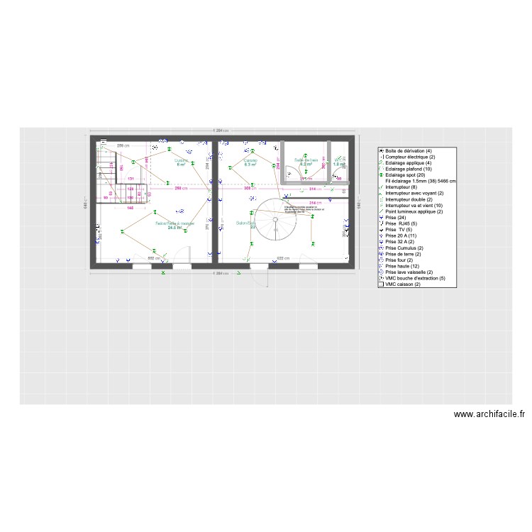 Jouve. Plan de 6 pièces et 75 m2