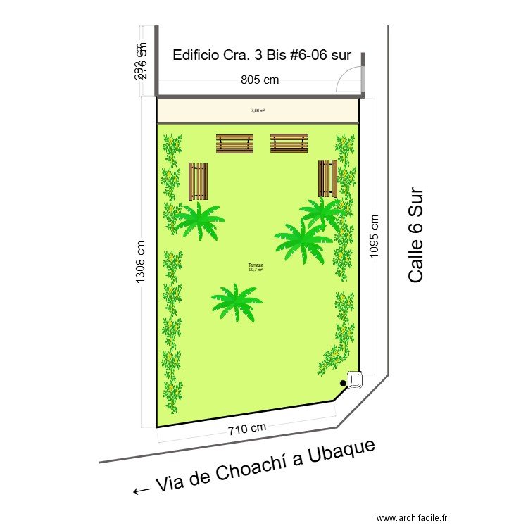 terraza aphotel San Carlos Choachí. Plan de 2 pièces et 99 m2