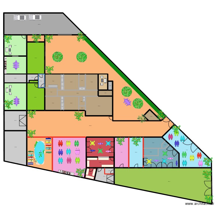 RESTO + 2EME LOCAL  POUR 2EME ACTIVITE 0711C. Plan de 51 pièces et 1831 m2