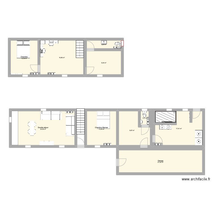 maison Bining. Plan de 10 pièces et 126 m2