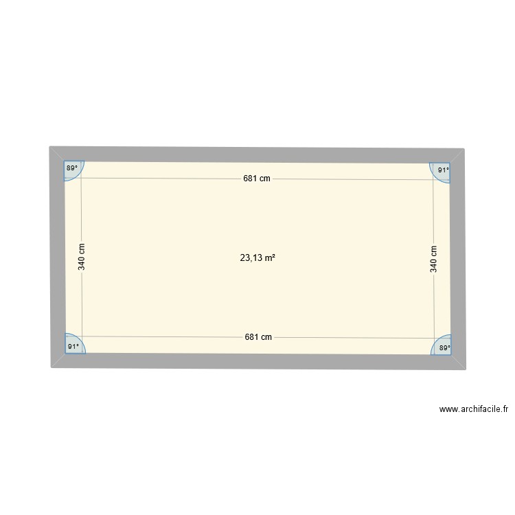 essai. Plan de 1 pièce et 23 m2