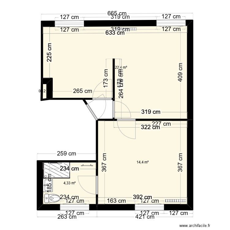   L HERBERIE  1er etage  LE MANS . Plan de 4 pièces et 41 m2