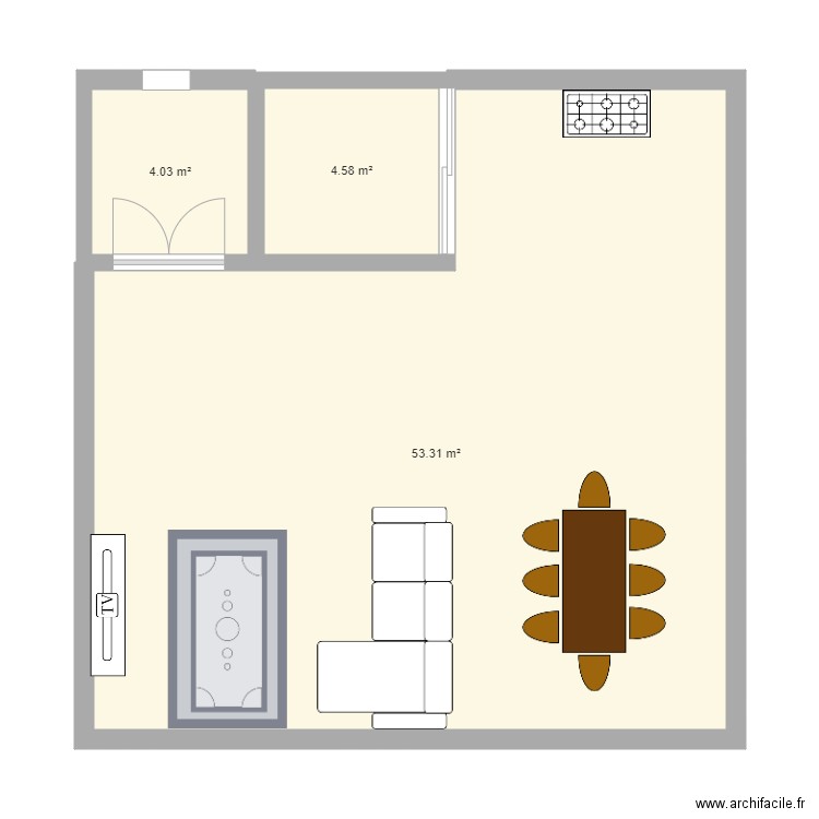 construction. Plan de 3 pièces et 62 m2