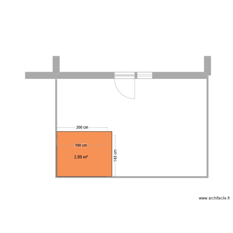 terd. Plan de 1 pièce et 3 m2