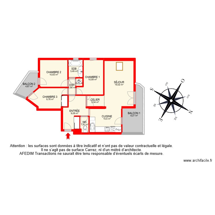 BI25597-. Plan de 18 pièces et 113 m2