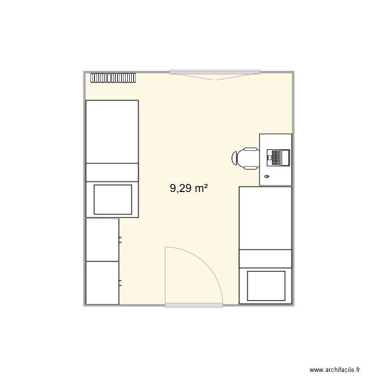 Chambre enfant 1. Plan de 1 pièce et 9 m2