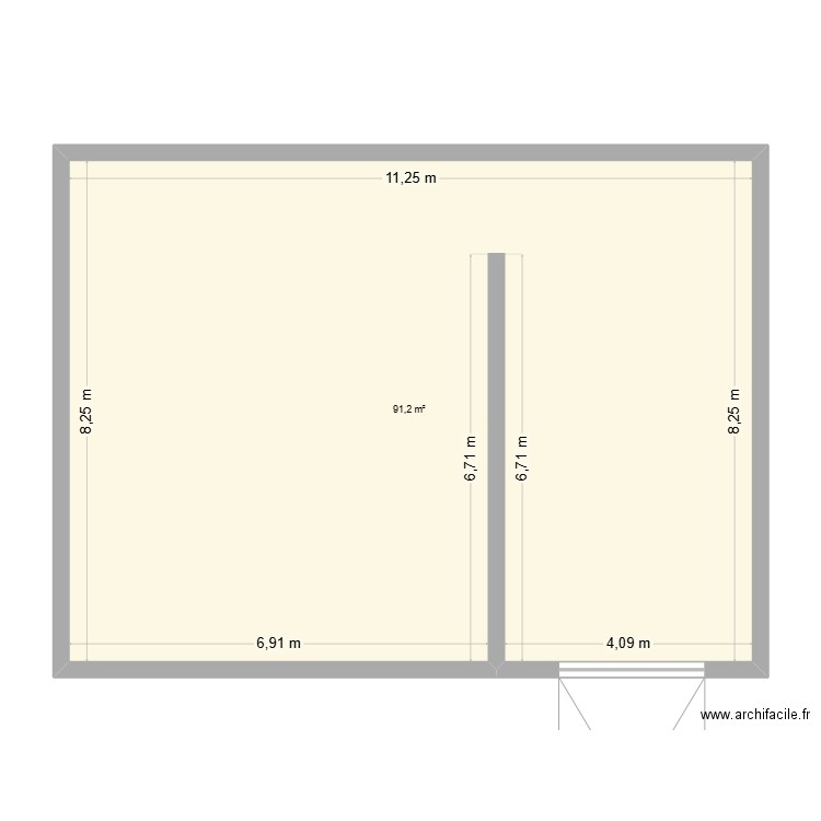 Projet 2. Plan de 1 pièce et 91 m2