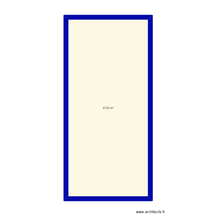 Pièce de vie. Plan de 1 pièce et 48 m2