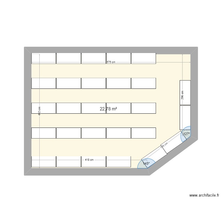 Archives IIB. Plan de 1 pièce et 23 m2