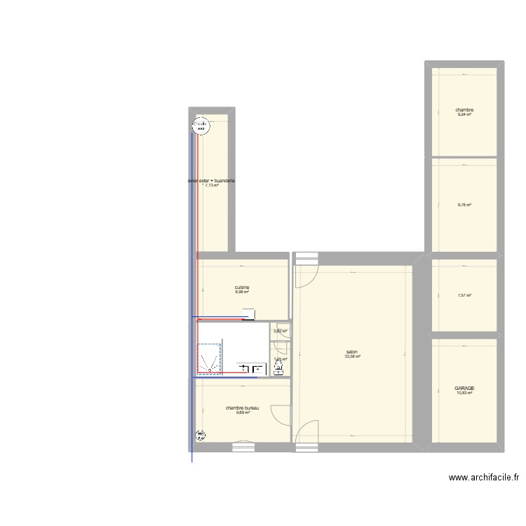 plan maison avant travaux . Plan de 10 pièces et 99 m2