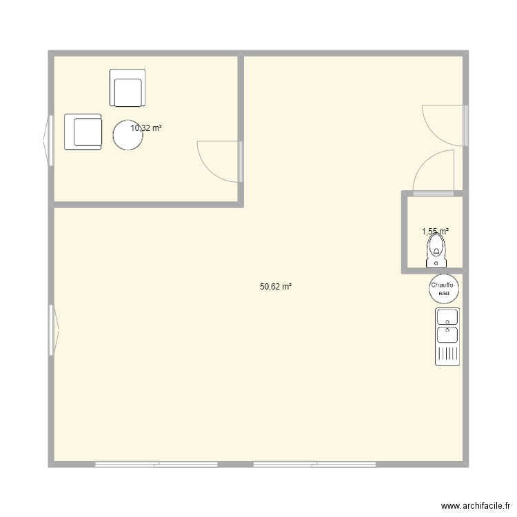 atelier st jean. Plan de 3 pièces et 63 m2