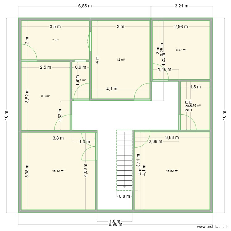 Plan3. Plan de 8 pièces et 73 m2