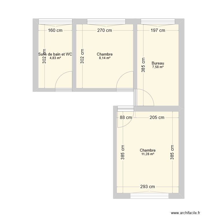 LCSC. Plan de 4 pièces et 32 m2