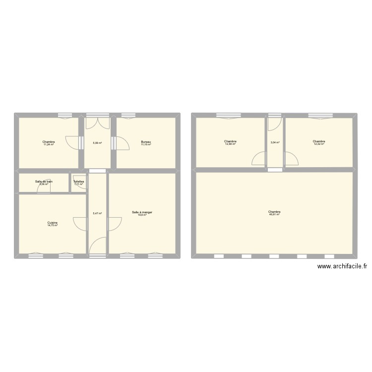 377. Plan de 12 pièces et 147 m2