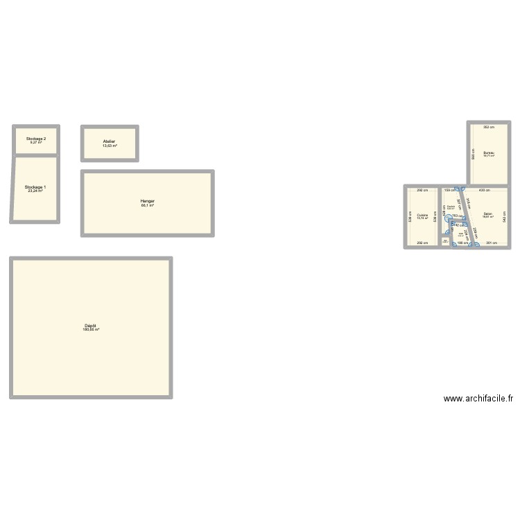 Depot SAcy. Plan de 11 pièces et 359 m2