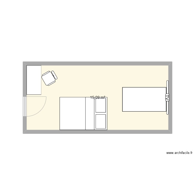 Grenier Simu. Plan de 1 pièce et 15 m2