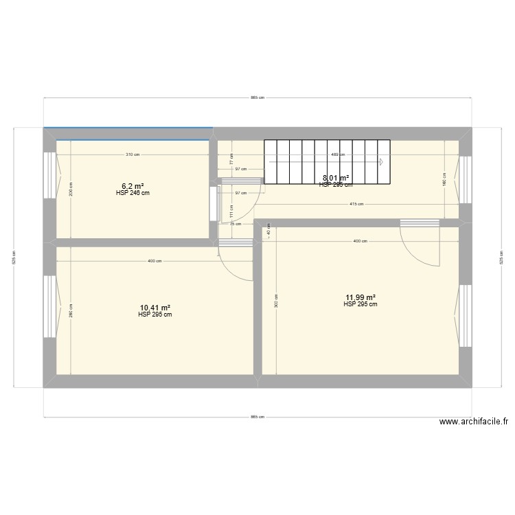 plan etage . Plan de 4 pièces et 37 m2