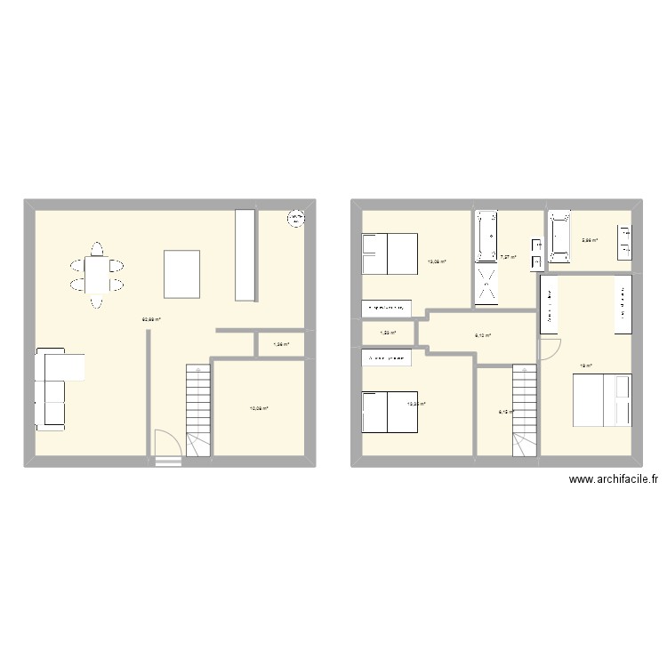 maison etage. Plan de 11 pièces et 147 m2